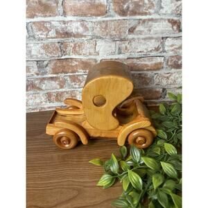 Vintage Handmade Wood Toy Car Folk Art Classic Coupe Nursery Decor Boys Room